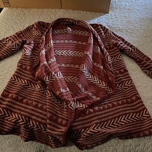 Lucky Brand burnt orange and White Patterned Cardigan